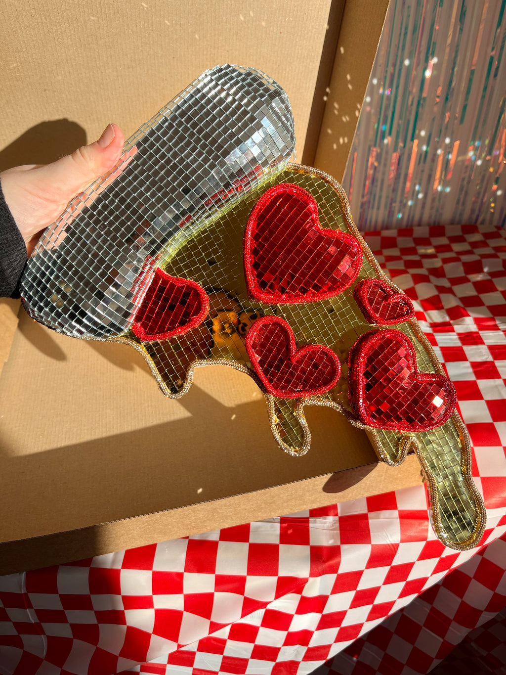 Pizza Disco Ball Heart Slice - **MADE TO ORDER** 3-4 weeks