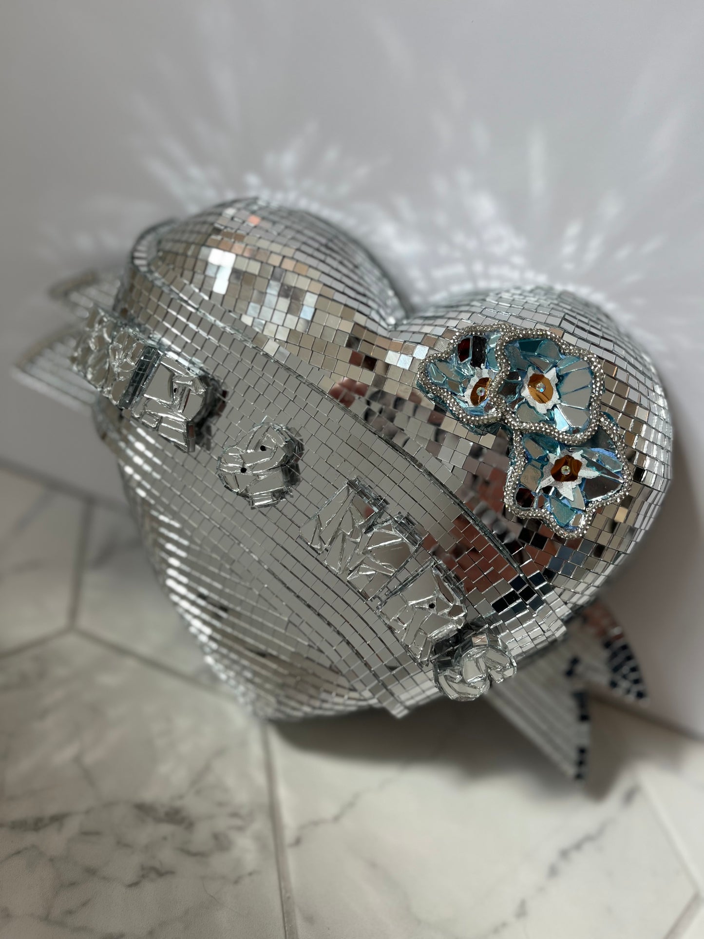 WEDDING DISCO HEART 10” • SILVER 🪩 Made-To-Order [5 weeks processing time]