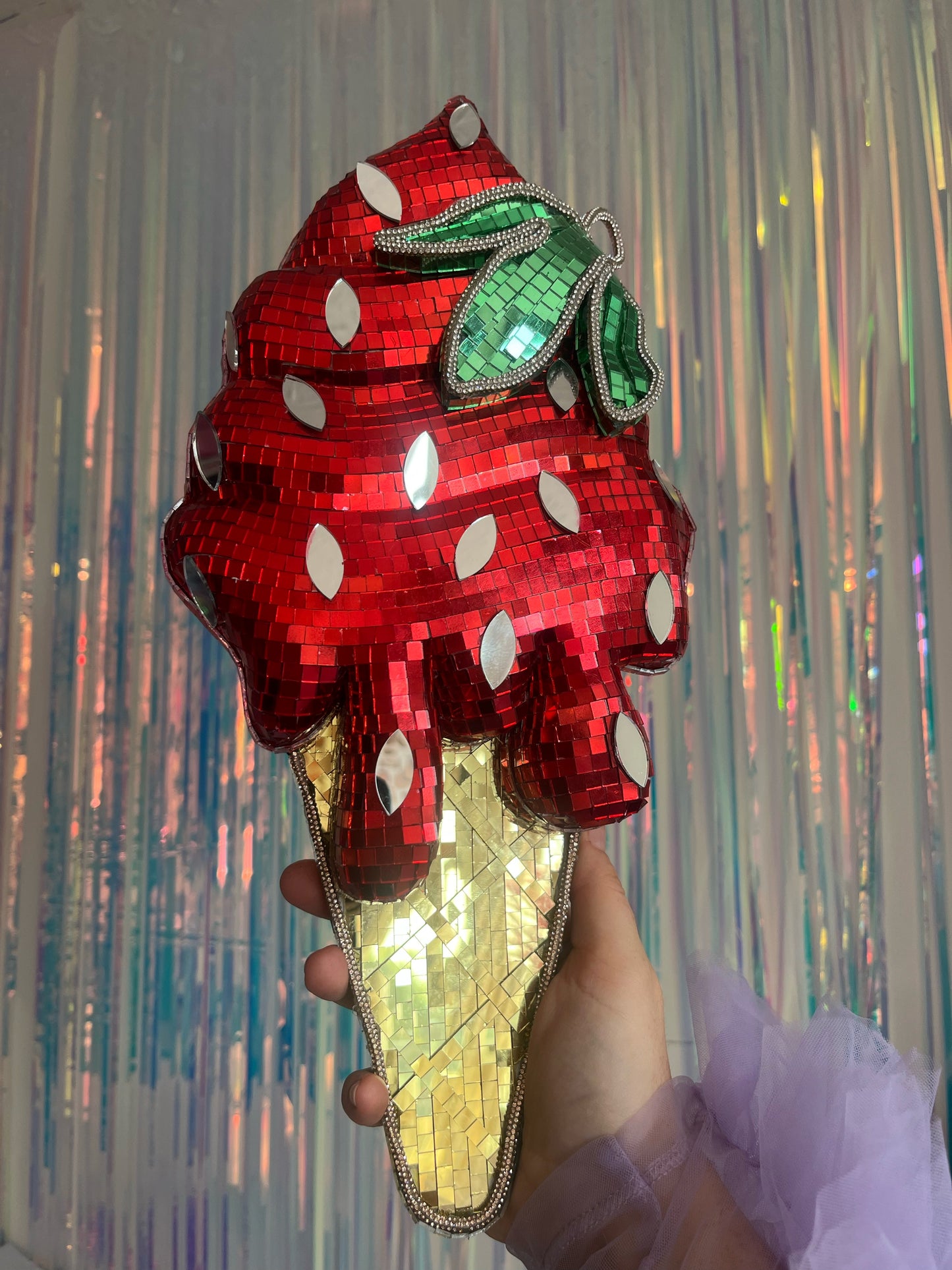 STRAWBERRY WHIP. Disco Ball Ice-Cream (Made to Order 2-3 weeks)