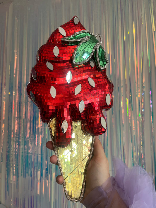 STRAWBERRY WHIP. Disco Ball Ice-Cream (Made to Order 2-3 weeks)